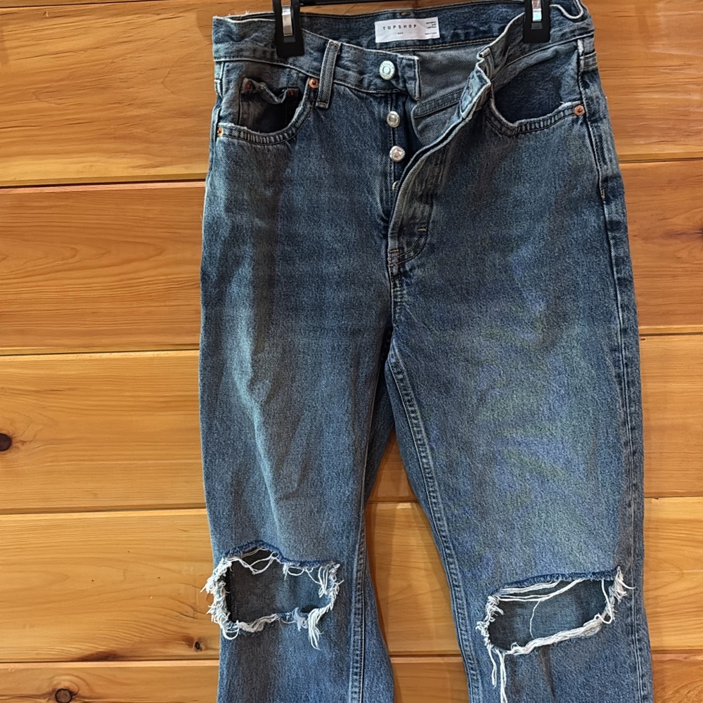 Topshop Blue Distressed Boyfriend Jeans
